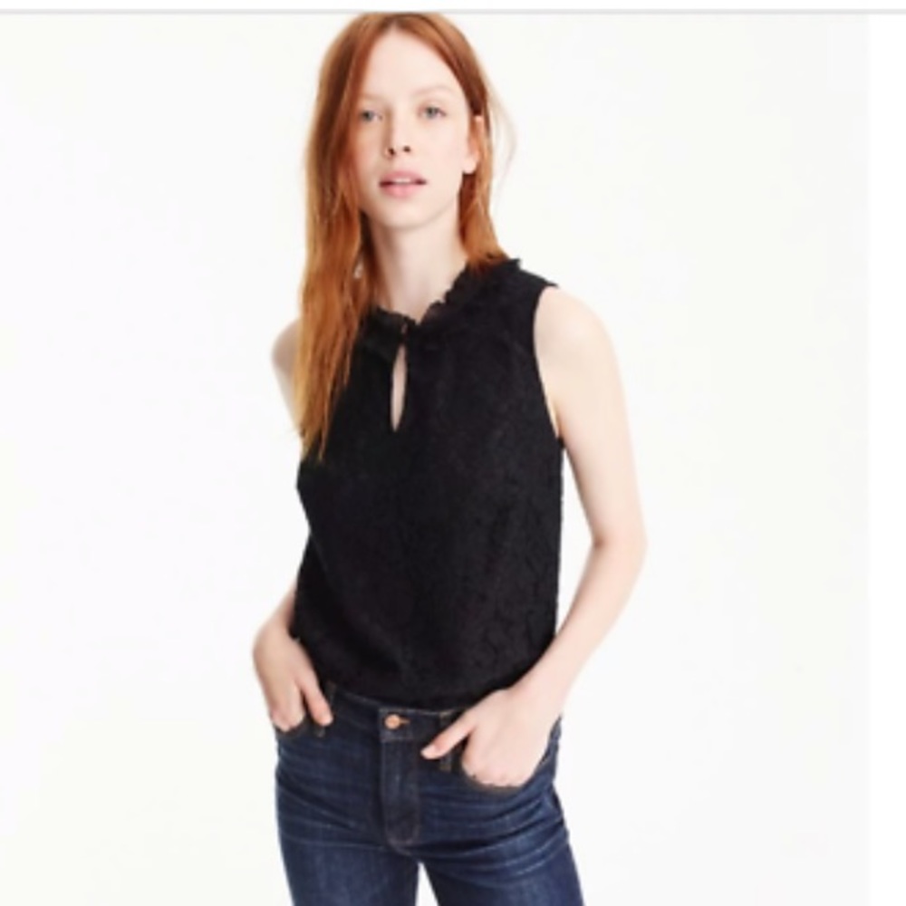 J. Crew Lace Ruffle-neck Top Shirt Blouse  XXSP